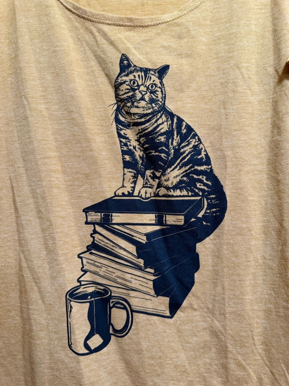 Mustard Yellow Racerback Tank /Cat and Books - Picture 3 of 4